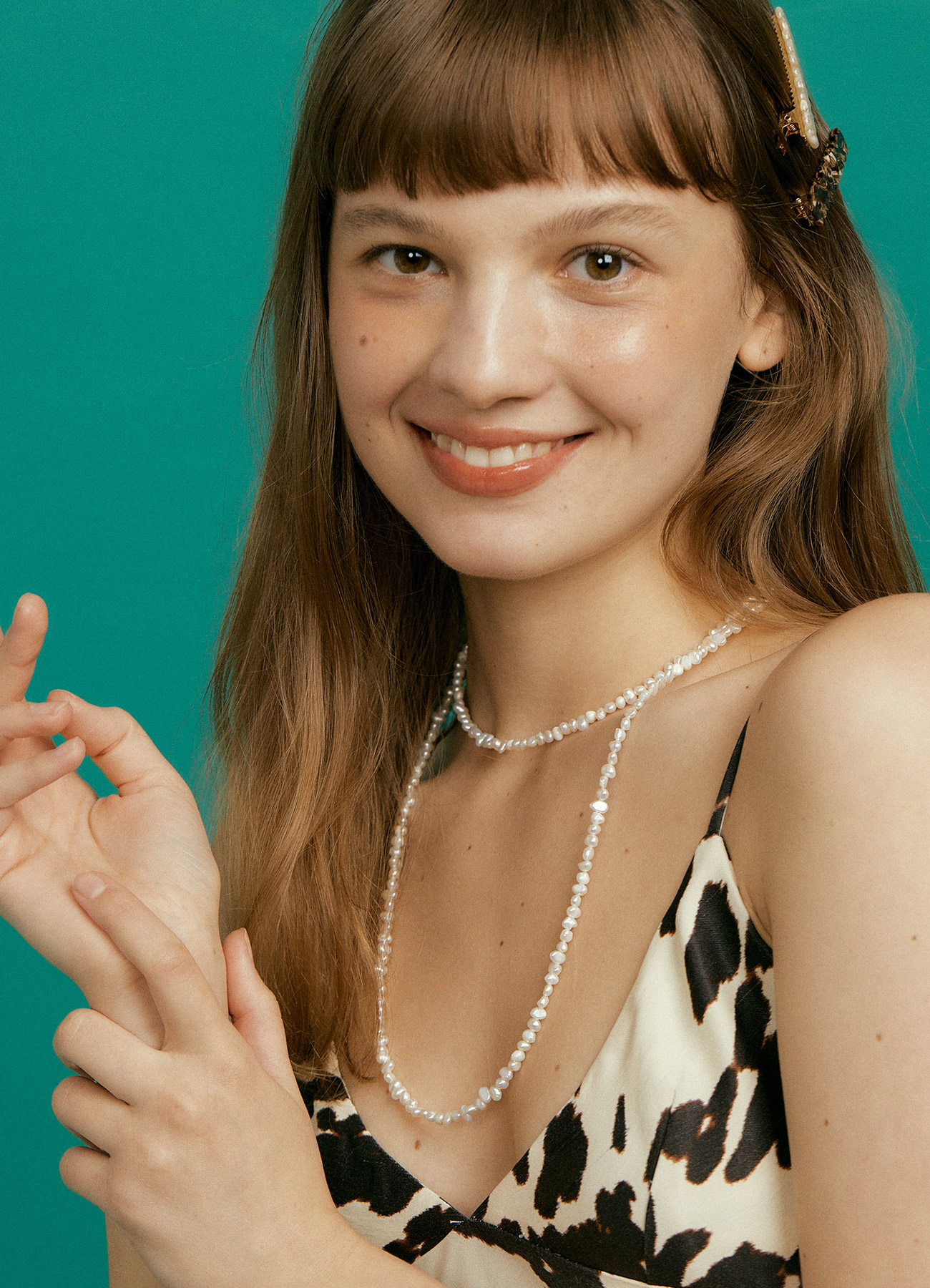 Long natural petit pearl Necklace