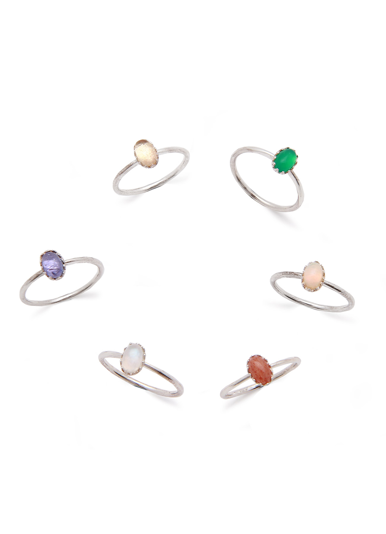 Gemstone xpier ring[6color]