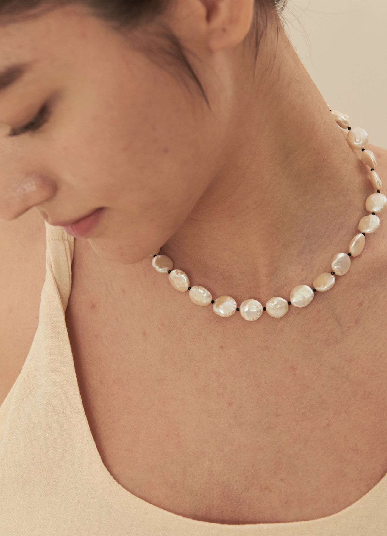 Circle natural pearl Necklace